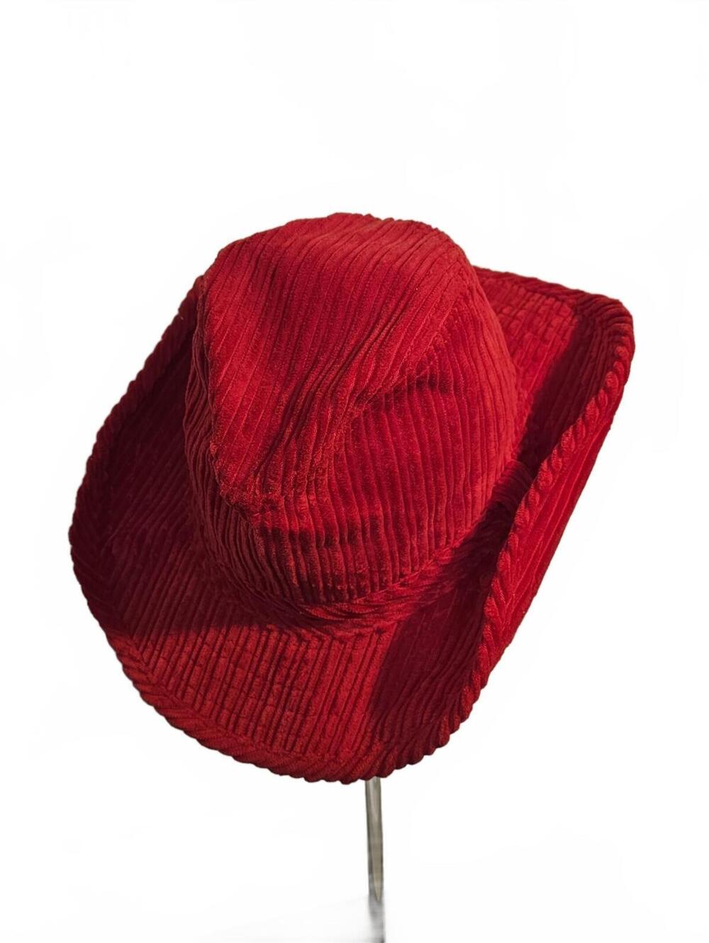 Red corduroy cowboy hat